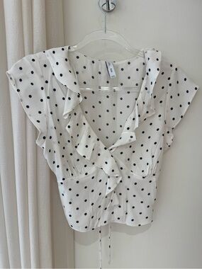 Ming Polka Dot Ruffle Top - White/Black